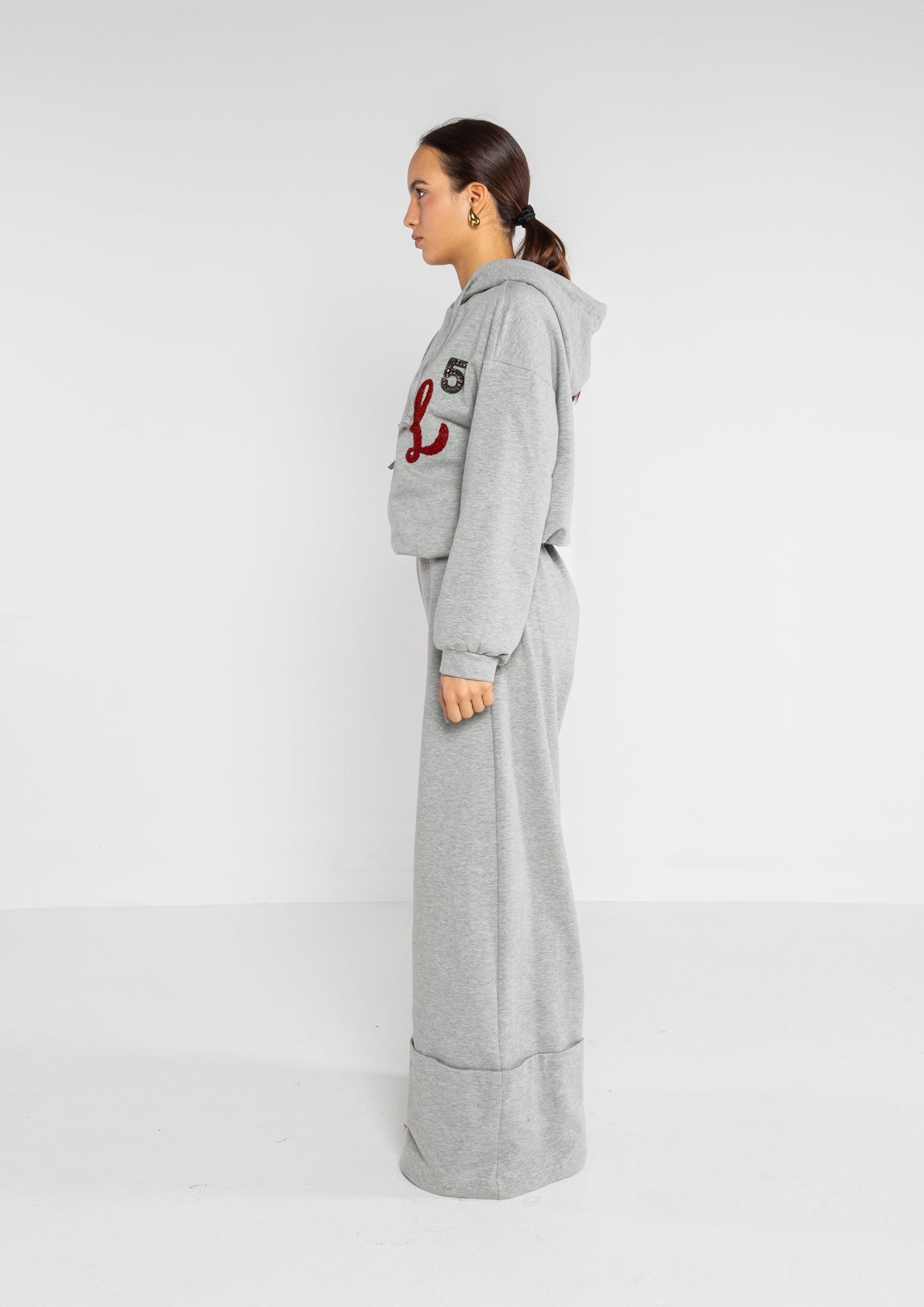 Pantalone con risvolto grigio effetto felpa Lokita Milano
