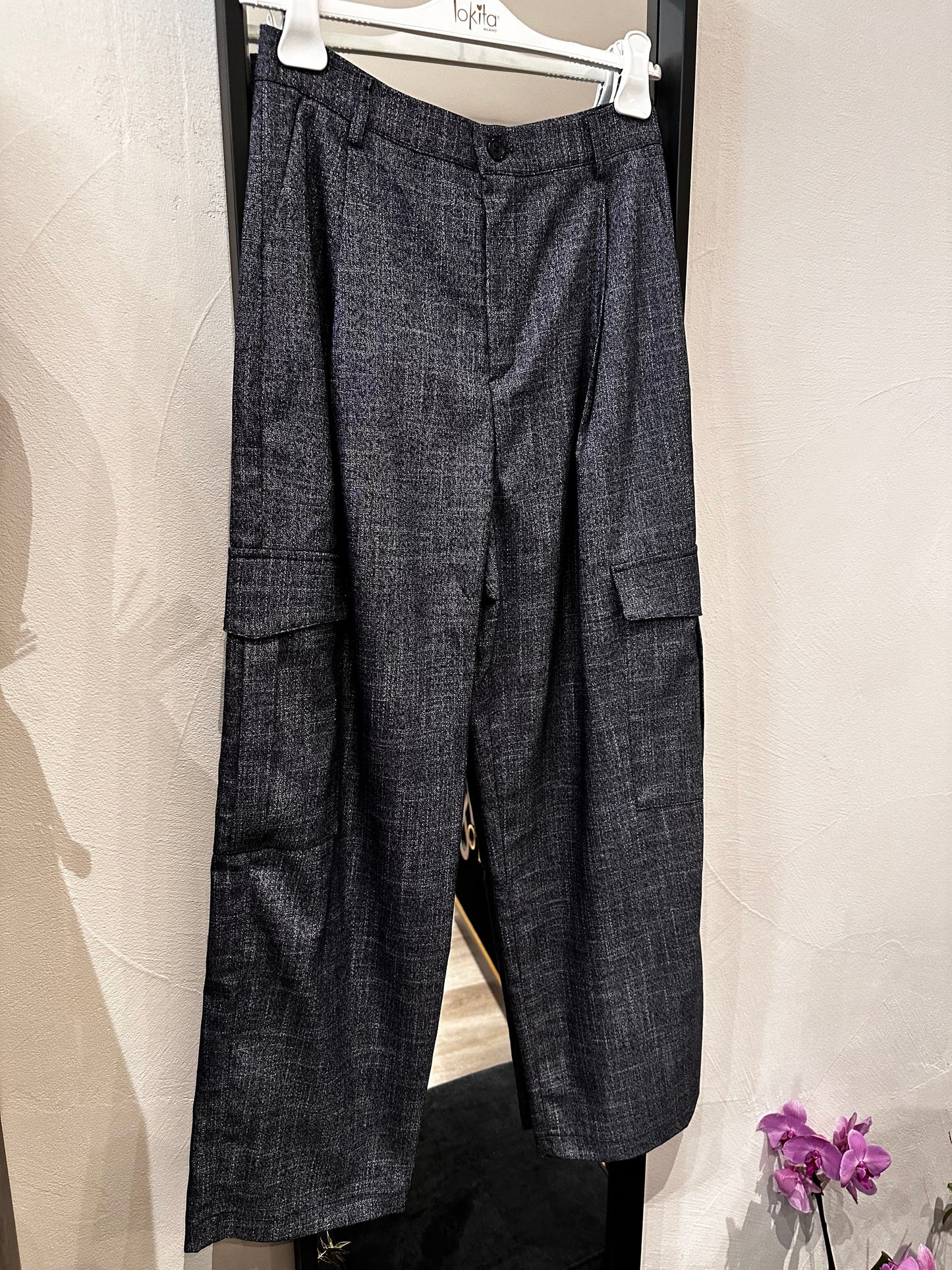 Pantalone cargo effetto Denim